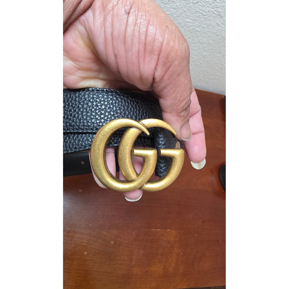 Gucci Double G Buckle Belt Mens 120/48 Black Pebbled Leather 409417 AP00T Luxury